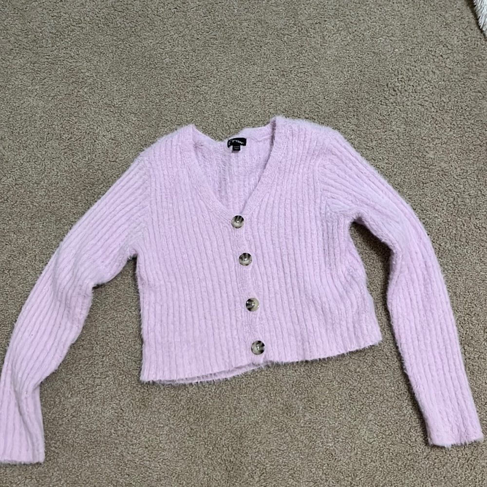 Girls pink fuzzy cardigan
